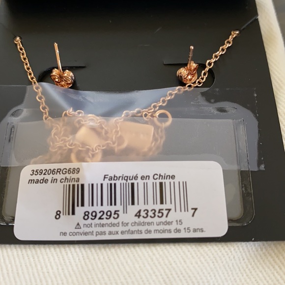 NWT Coach Rose Gold Necklace and Earring Set - Picture 3 of 4